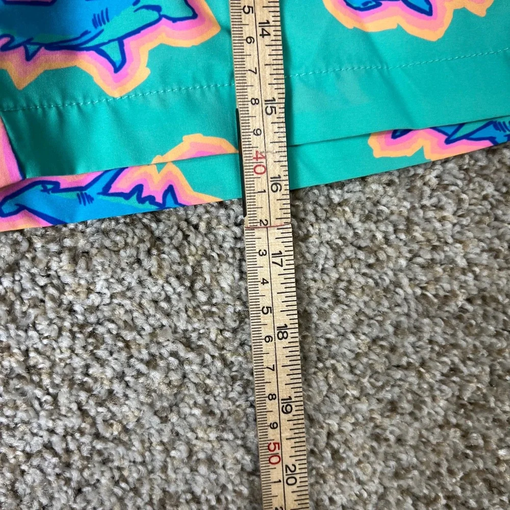 Chubbies Mens Teal Neon Hammerhead Shark Print Swim Trunks 5.5 Inch Inseam Large